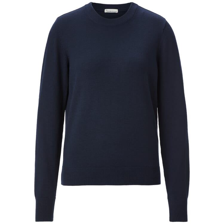 Pull femme en laine mérinos, Bleu foncé