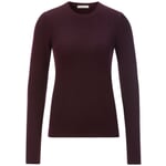 Damen-Rippenshirt Merinowolle Weinrot