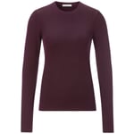 Damen-Rippenshirt Merinowolle Weinrot
