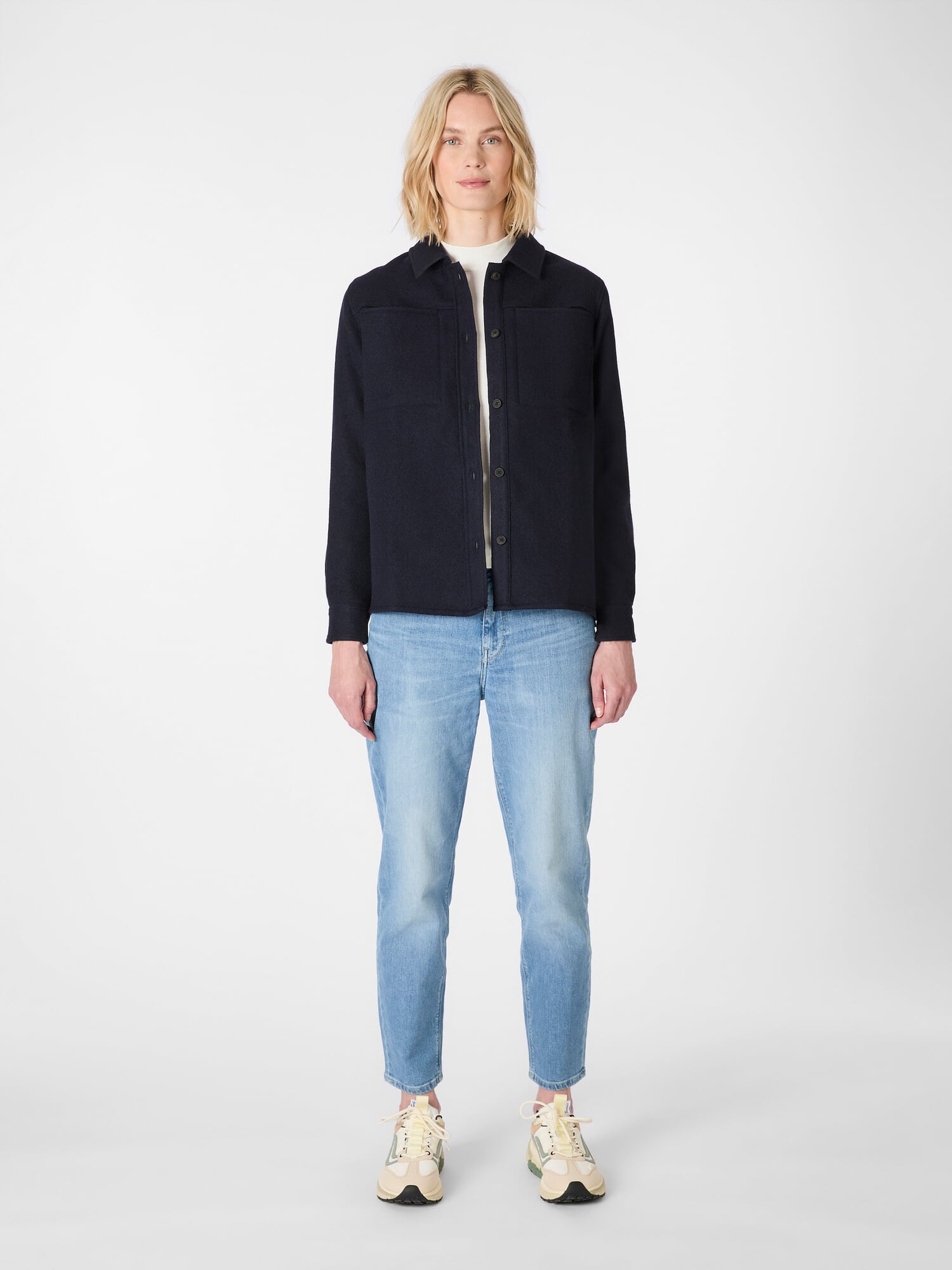 Ladies' wool shirt jacket, Dark blue | Manufactum