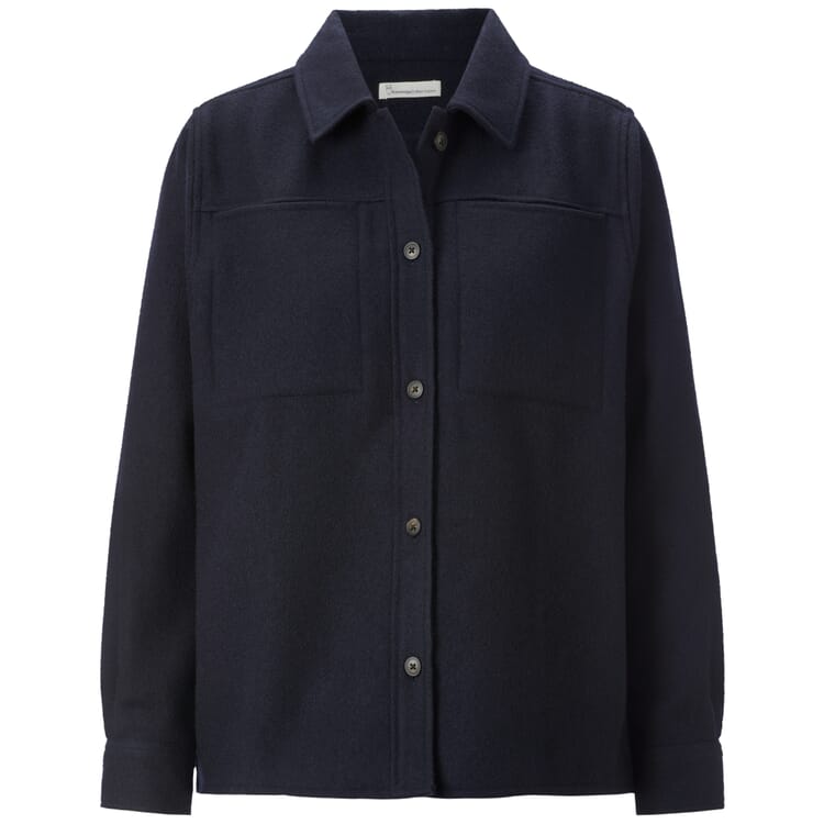 Veste-chemise femme en laine, Bleu foncé