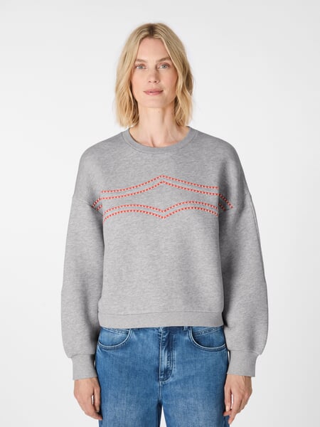 Sweat-shirt pour femme avec broderie Gris clair, présenté sur un modèle