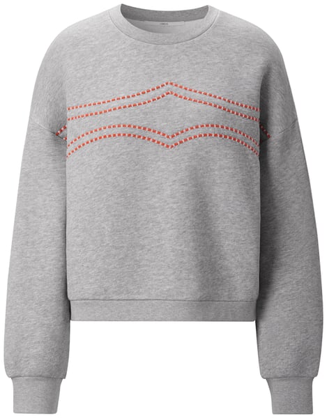 Damesweatshirt med broderi Lysegrå