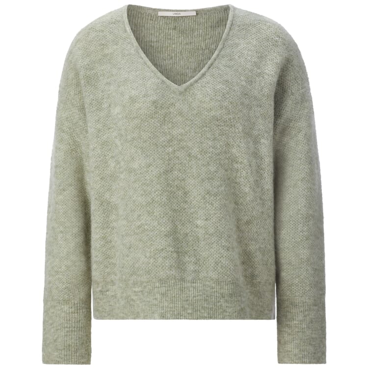 Damen-Strickpullover V-Ausschnitt, Hellgrün