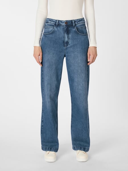 Damen-Marlenejeans Blau, Tragebild