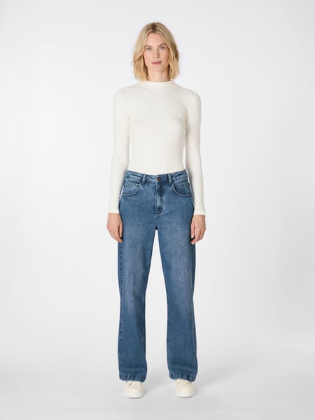 Damen-Marlenejeans Blau, Tragebild