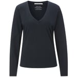 Cuello en V de manga larga para mujer Azul marino
