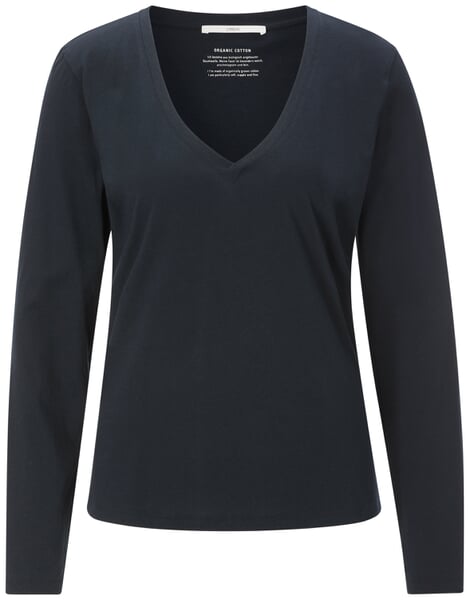 Damen-Longsleeve V-Ausschnitt Navy