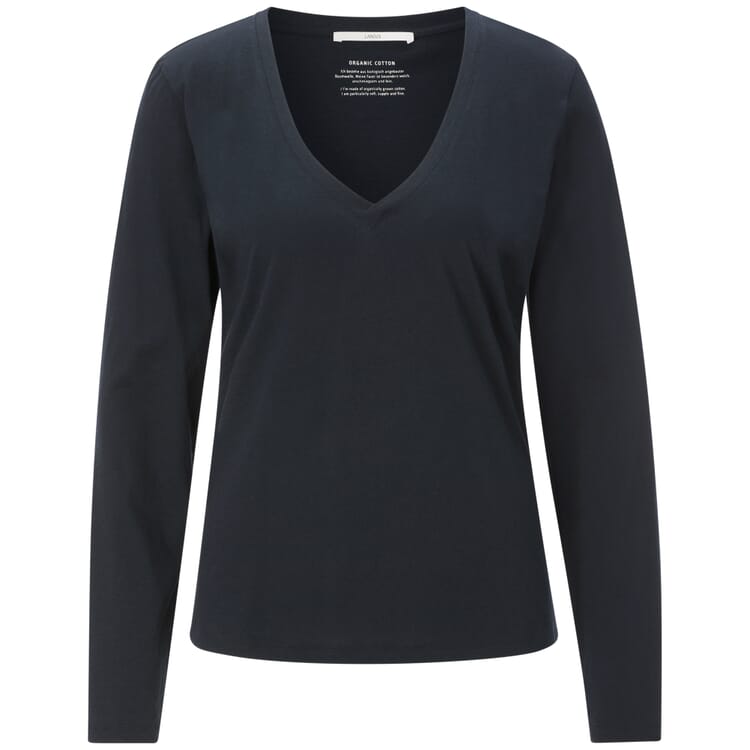 Damen-Longsleeve V-Ausschnitt, Navy