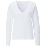 Langærmet V-hals til damer Hvid