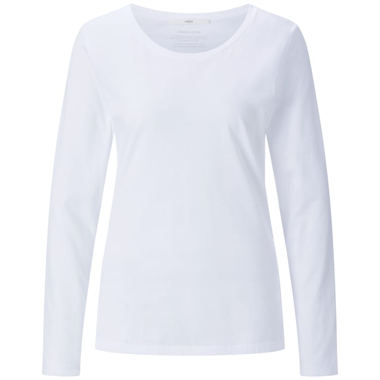 Damen-Longsleeve Rundhals, Weiß