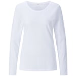 Langærmet dame med rund hals Hvid