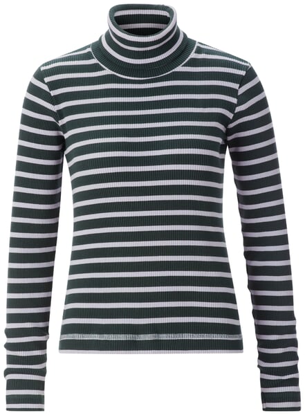 Damen-Rollkragenshirt gestreift Grün