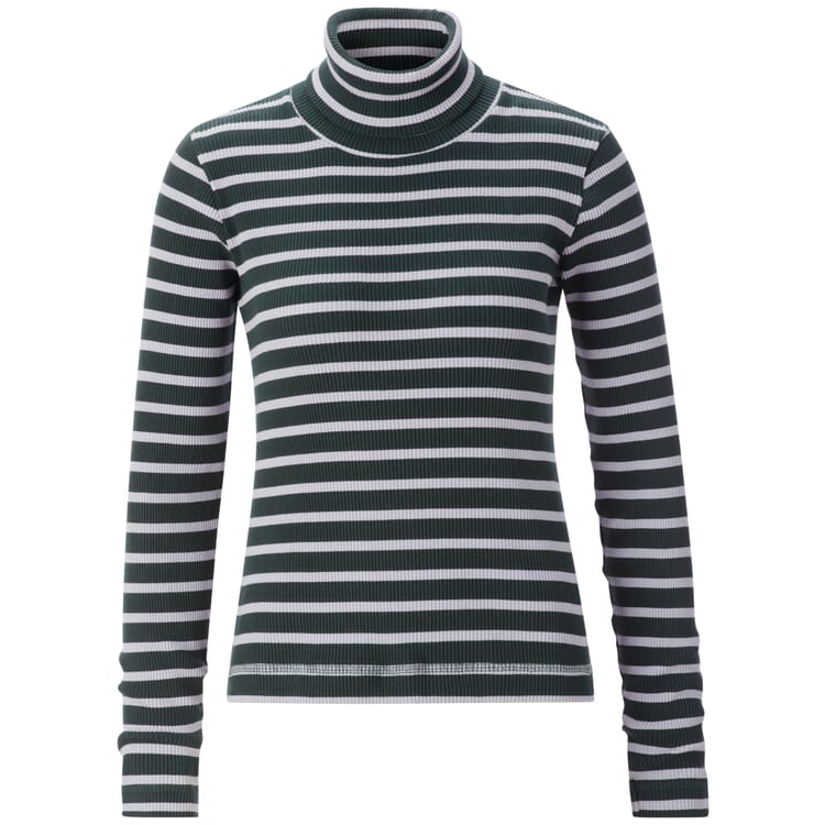 Damen-Rollkragenshirt gestreift, Grün