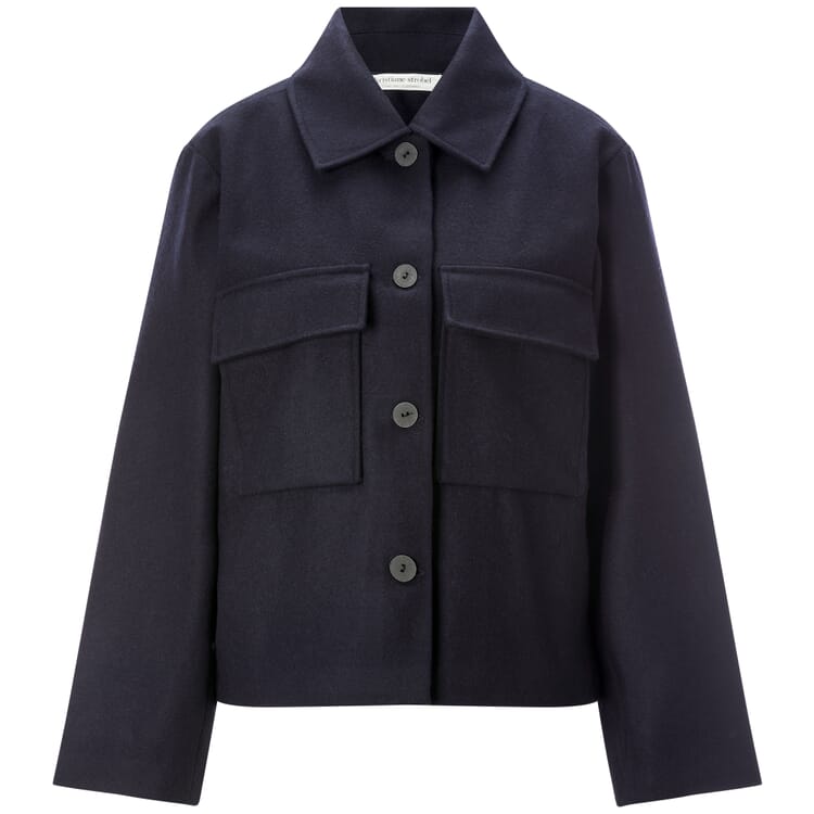 Damen-Hemdjacke Wolle, Dunkelblau
