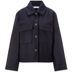 Veste-chemise femme en laine Bleu foncé