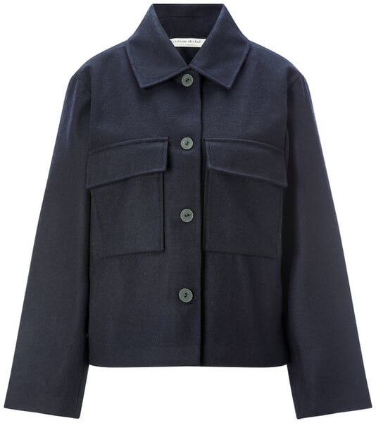 Ladies' wool shirt jacket Dark blue
