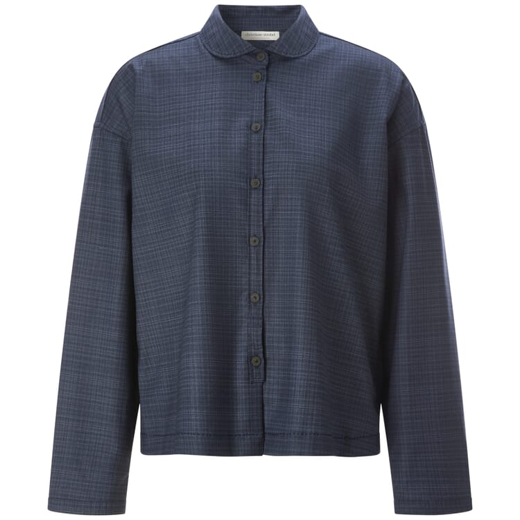 Women’s Checkered Wool Blouse, Medium blue