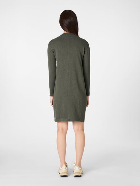 Ladies knitted cotton dress Sage green, presented on a model