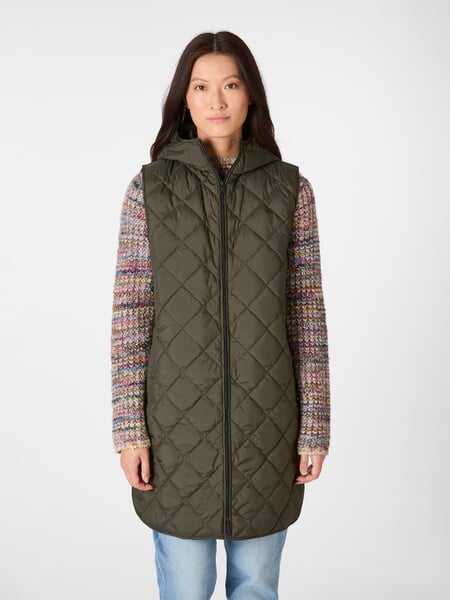Women's 2-in-1 Trench Coat with Vest Olive, presented on a model