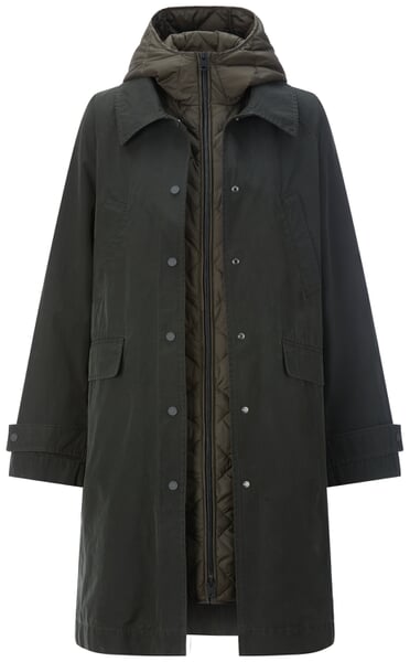 2-i-1-trenchcoat til kvinder med vest Oliven
