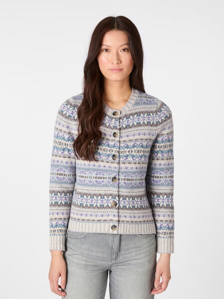 Damesvest met patroon Lichtgrijs-lila, gepresenteerd op een model