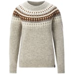 Damen-Rundhalspullover Grau-Karamell