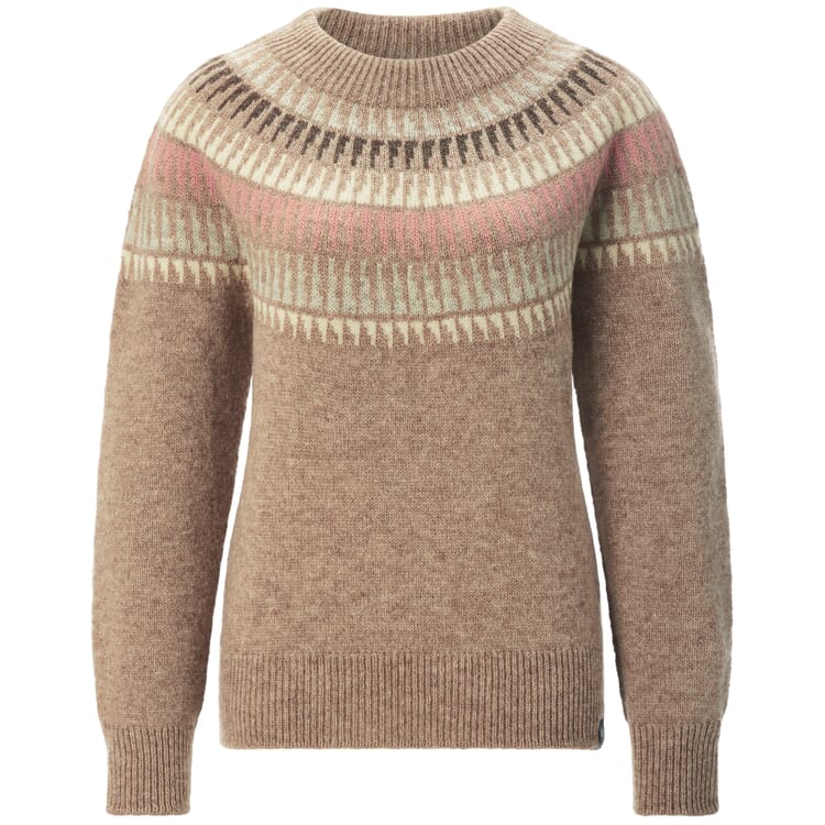 Damen-Rundhalspullover, Beige-Rosé