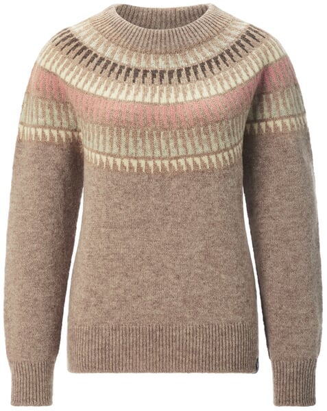 Dame-rundhalsbluse Beige-rosé