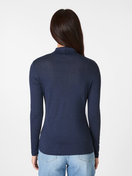 Damen-Longsleeve meliert Dunkelblau, Tragebild