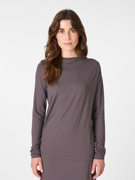 Camiseta de viscosa piqué para mujer Gris violáceo, Tragebild