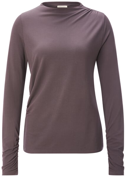 Damen-Viskoseshirt Piqué Grauviolett