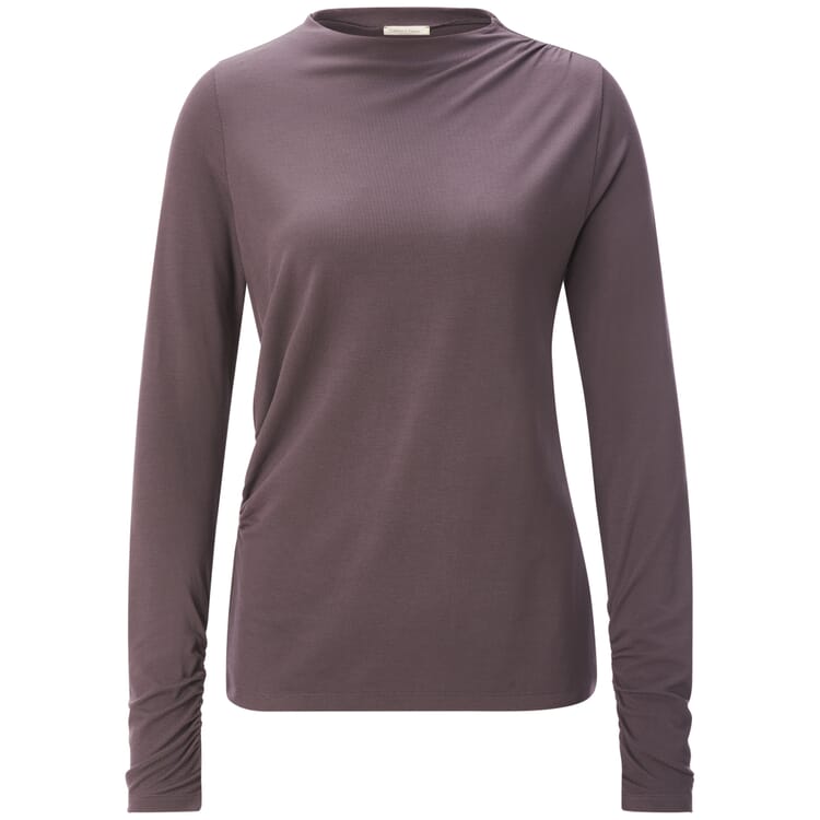 Damesviscose-shirt piqué, Grijs-paars