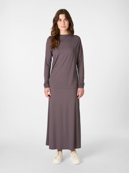 Camiseta de viscosa piqué para mujer Gris violáceo, Tragebild