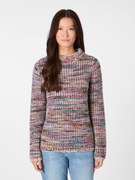 Dames-omkeerbare trui, gemêleerd Meerkleurig, gepresenteerd op een model