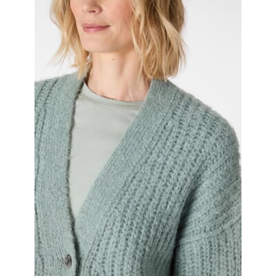 Groene Fluffy Cardigan Zacht Damesvest met Knopen Groene Fluffy Cardigan Zacht Damesvest met Knopen
