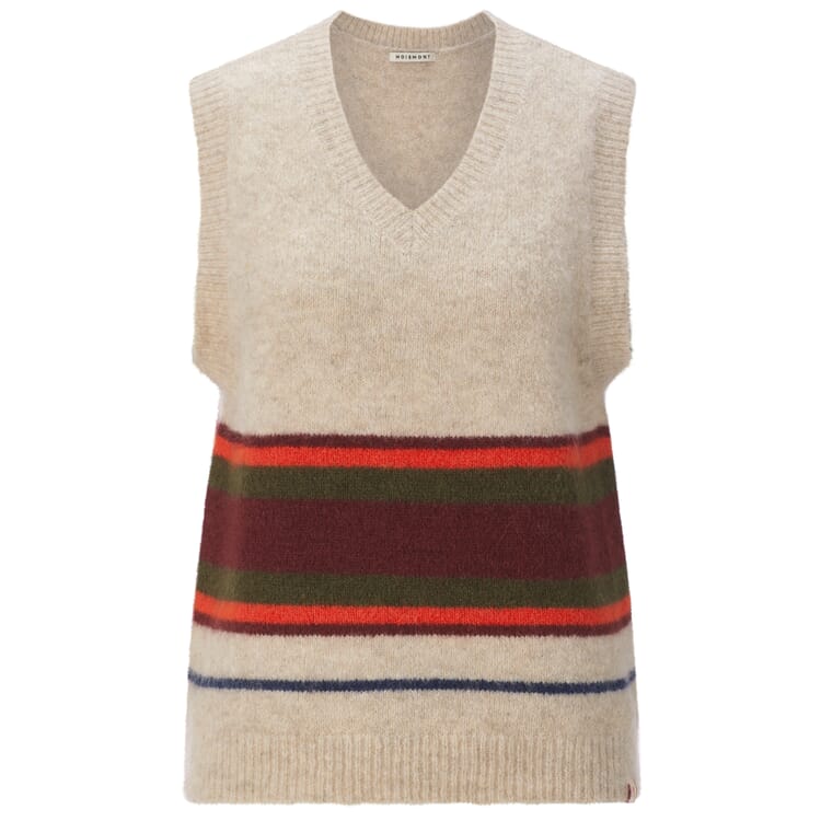 Pull-over rayé pour femme, Crème-rouge vin