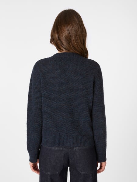 Women’s Alpaca Cardigan Dark blue, presented on a model