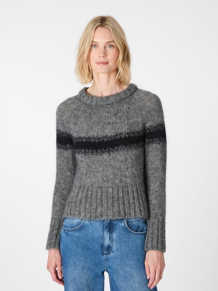Maglione jacquard da donna Grigio melange, Tragebild