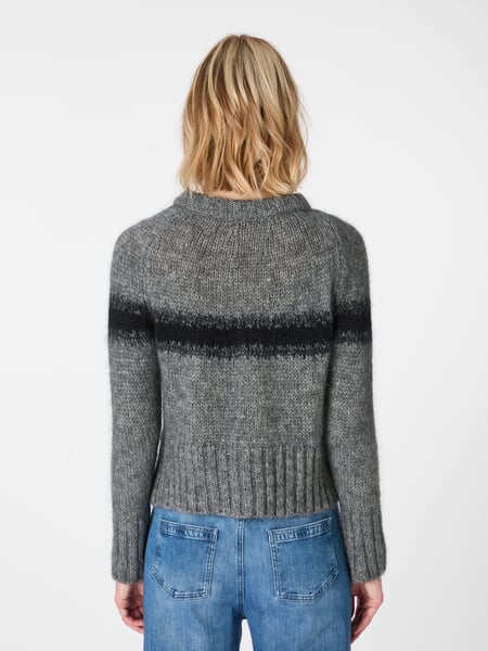 Women’s Jacquard Sweater Heathered Gray, presented on a model