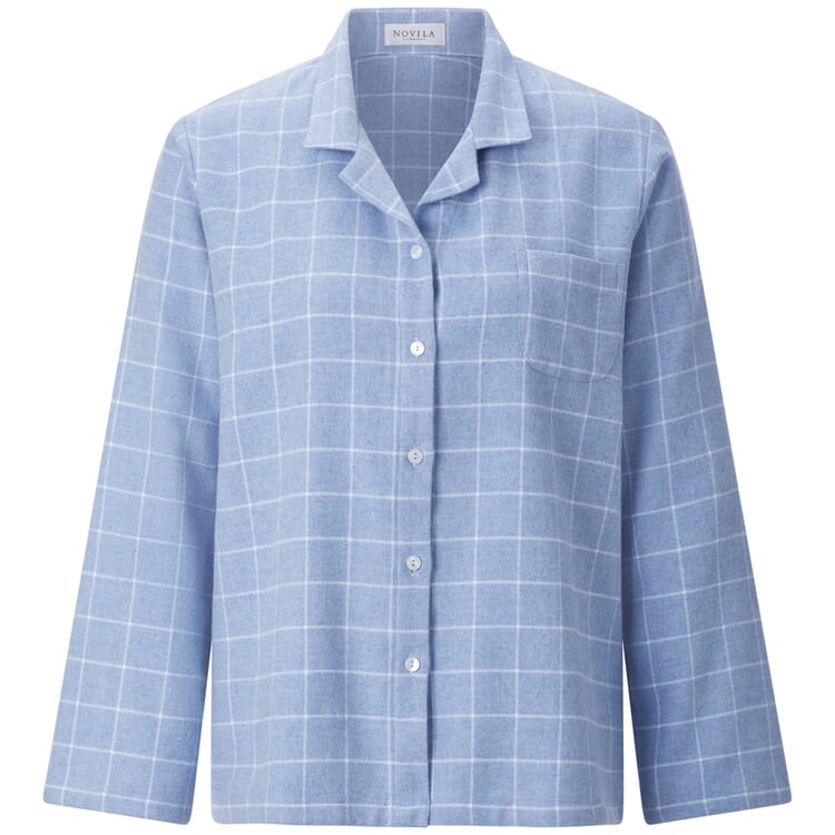 Pyjama en flanelle à carreaux pour femmes, Bleu clair