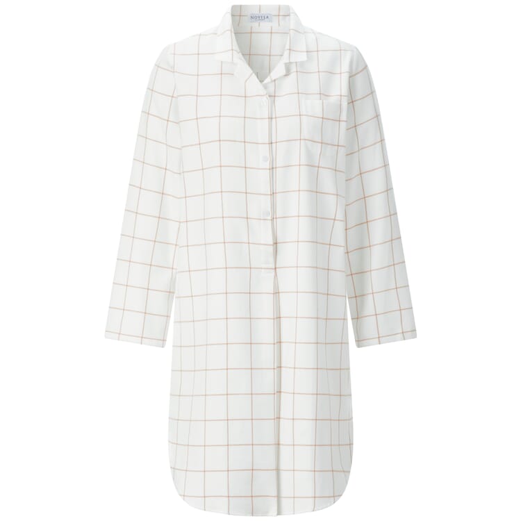 Chemise de nuit femme en flanelle à carreaux, Blanc