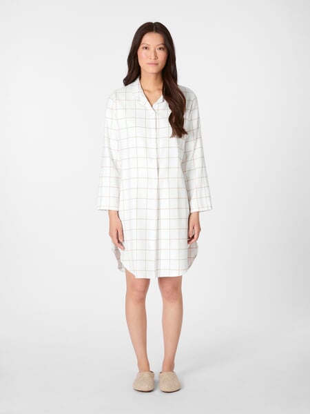 Camisón de mujer de franela a cuadros Blanco, Tragebild