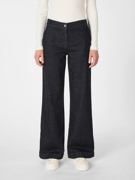 Damenjeans mit Wollanteil Denimblau, Tragebild