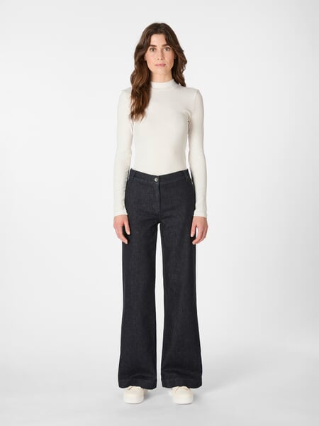 Damenjeans mit Wollanteil Denimblau, Tragebild
