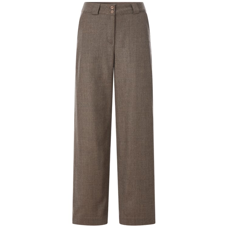 Pantalon femme en laine vierge, Marron chiné