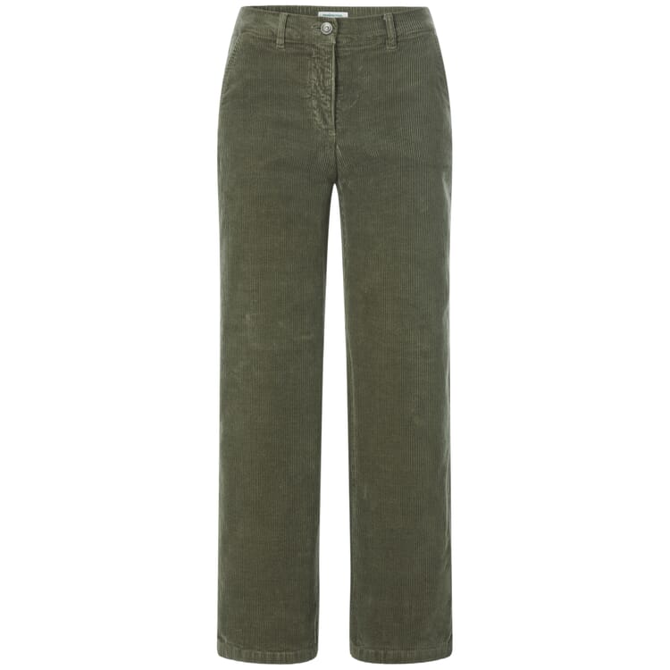 Pantaloni in velluto a coste da donna a gamba larga, Oliva