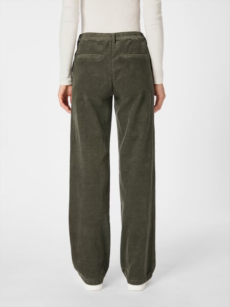 Pantalon en velours côtelé pour femme, coupe large Olive, présenté sur un modèle