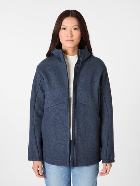Damen-Funktionsjacke Schurwolle Navy, Tragebild