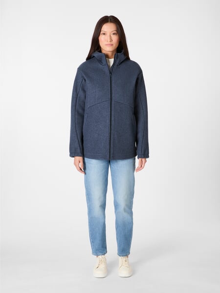 Damen-Funktionsjacke Schurwolle Navy, Tragebild